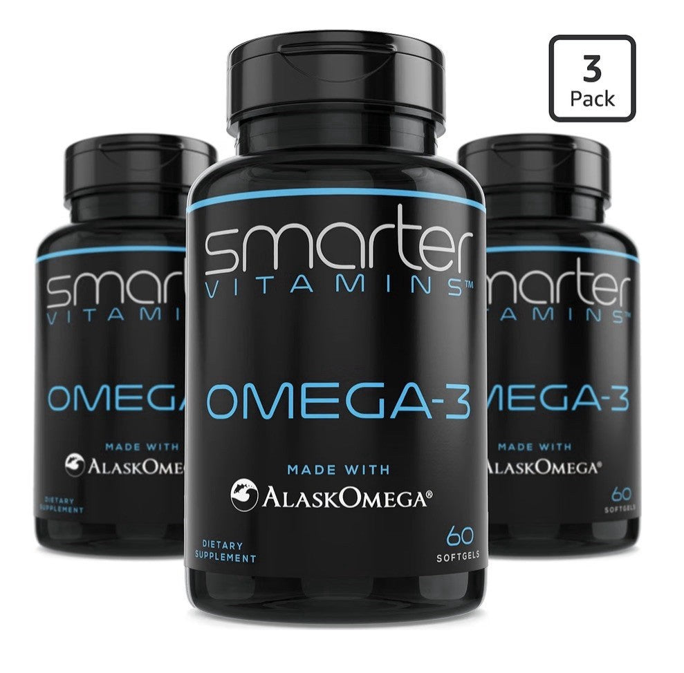 3 Pack SmarterVitamins Omega 3 Fish Oil Made With AlaskaOmega DHA EPA