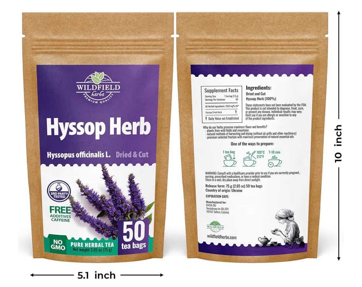 Hyssop Dried Herb Hyssop Tea Herbal (Hyssópus Officinális) Hissop 50 Teabags