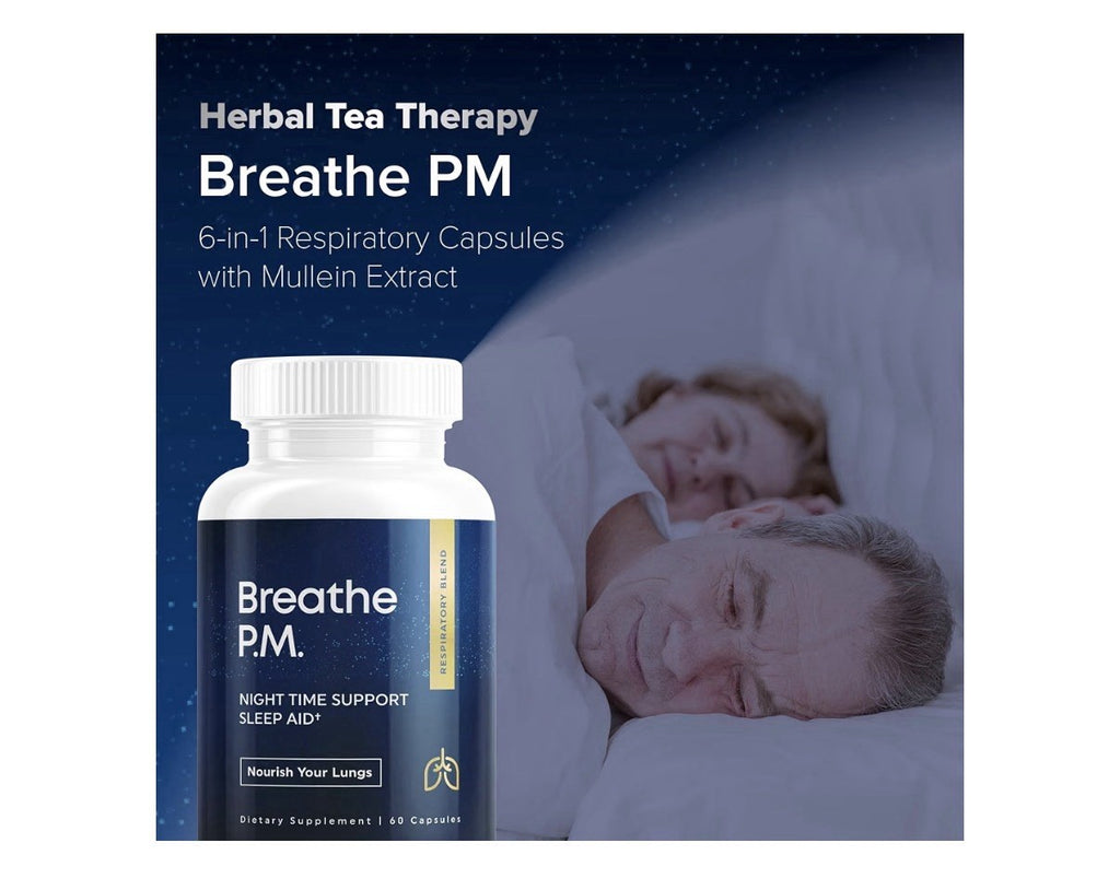 BREATHE PM Nighttime Support Sleep Aid Nourish Your Lung Mullein Lung Detox 60ca