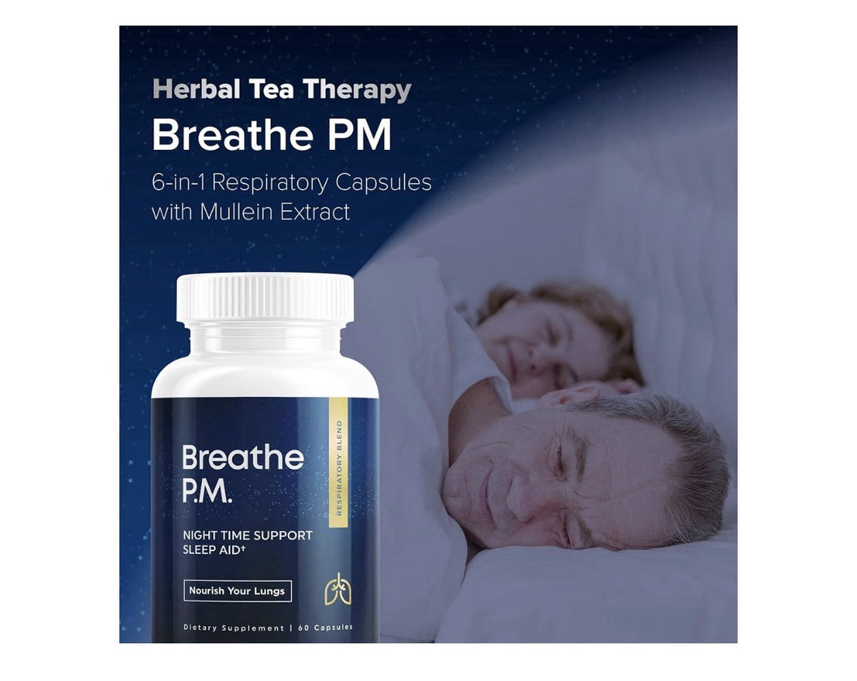 BREATHE PM Nighttime Support Sleep Aid Nourish Your Lung Mullein Lung Detox 60ca