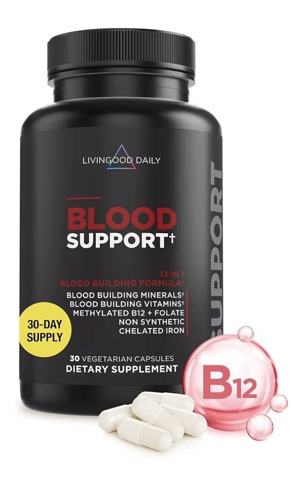 Livingood Daily Iron Supplement for Women & Men Blood Support Formula 30 Capsule