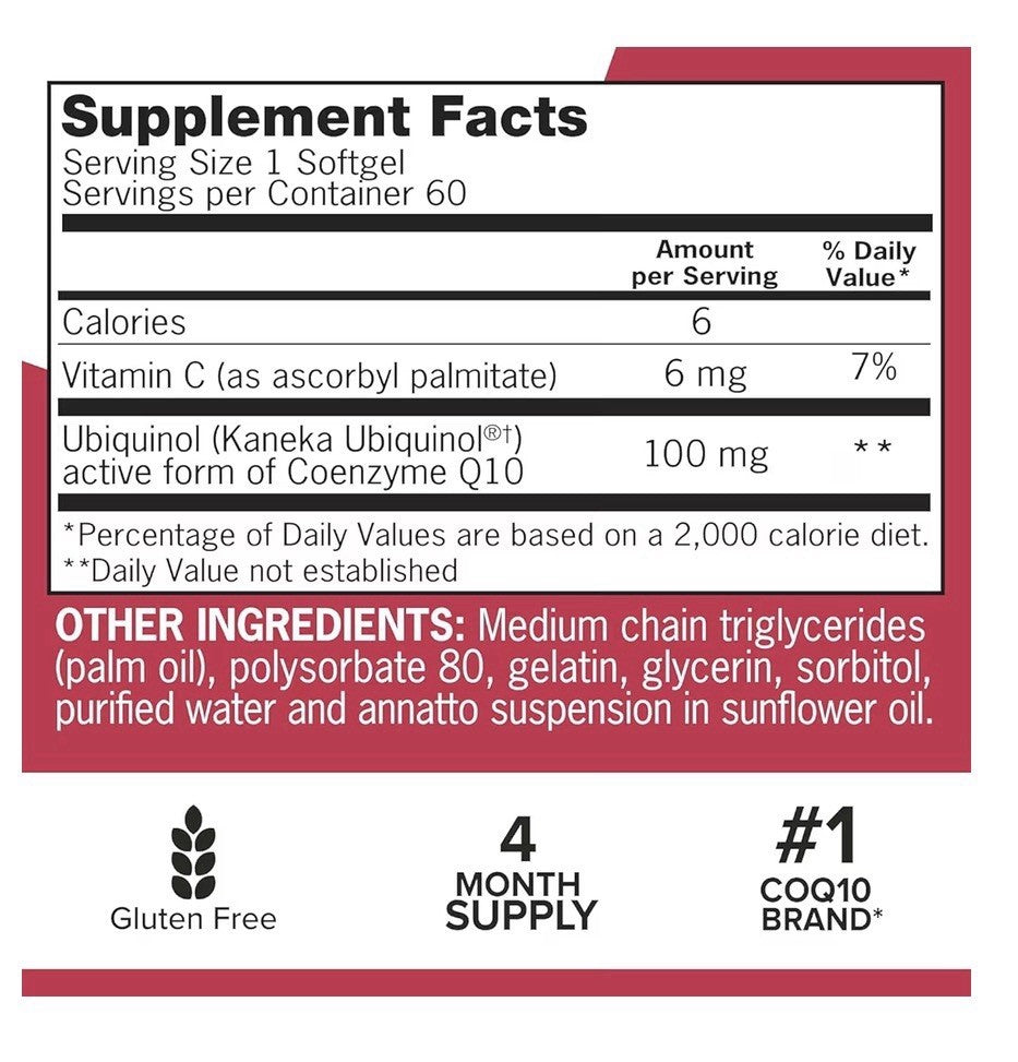 2 Pack Qunol Mega CoQ10 Ubiquinol 100mg Coenzyme Q10 Antioxidant Heart Health