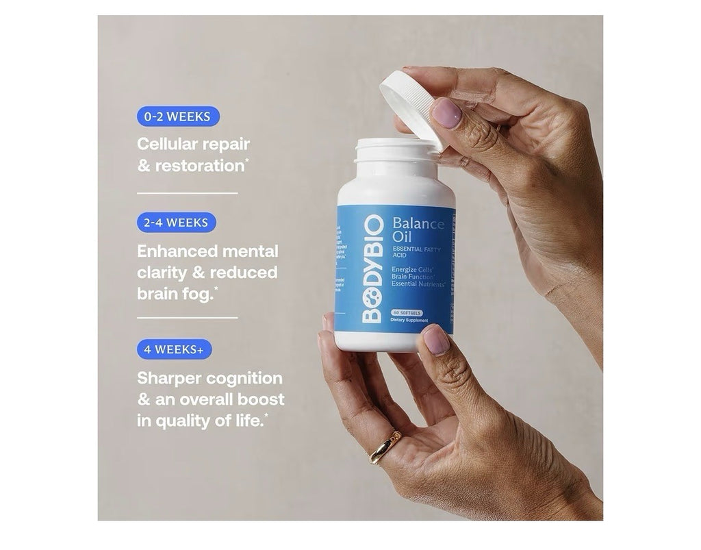 BodyBio Balance Oil Omega 3 &6 Supplement Energize Cells Brain Longevity 180sgel
