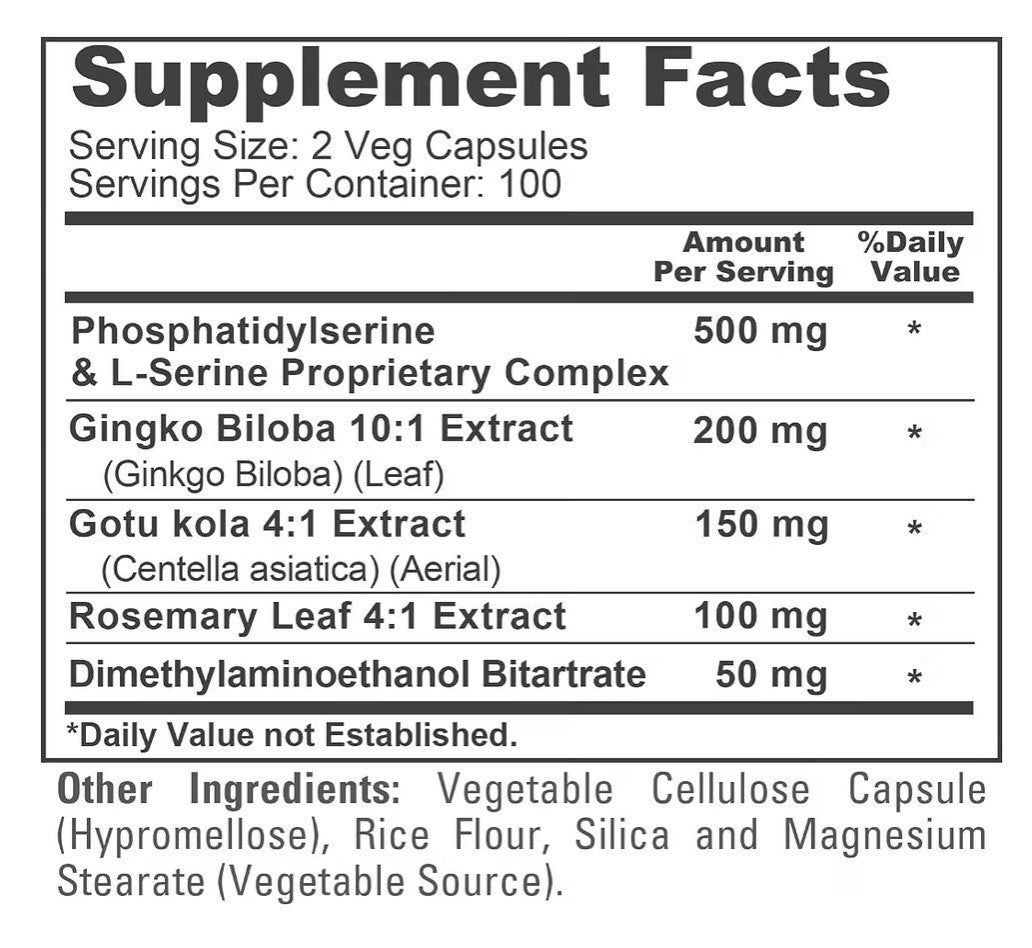 NusaPure Phosphatidylserine Memory Ultimate Complex 1000mg 200 Veg Capsules