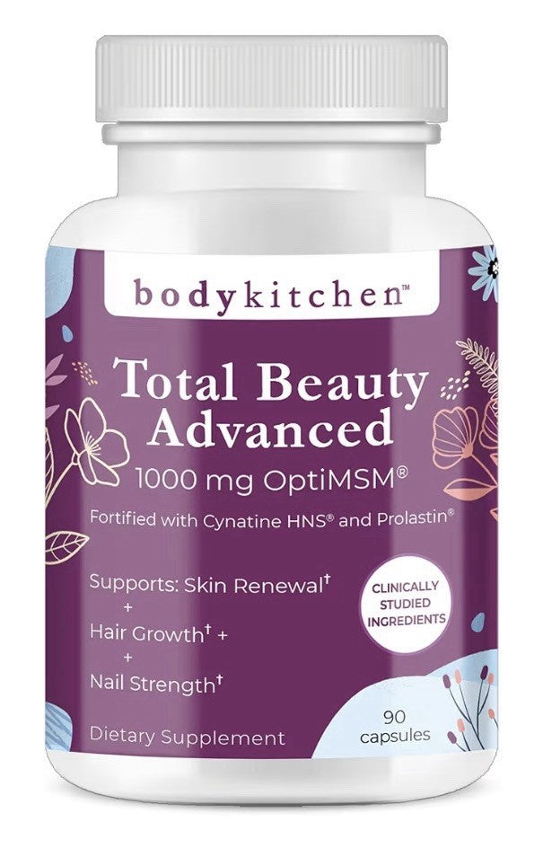 Body Kitchen Total Beauty Advanced 1000 mg OptiMSM Skin Hair Nail Support 90caps