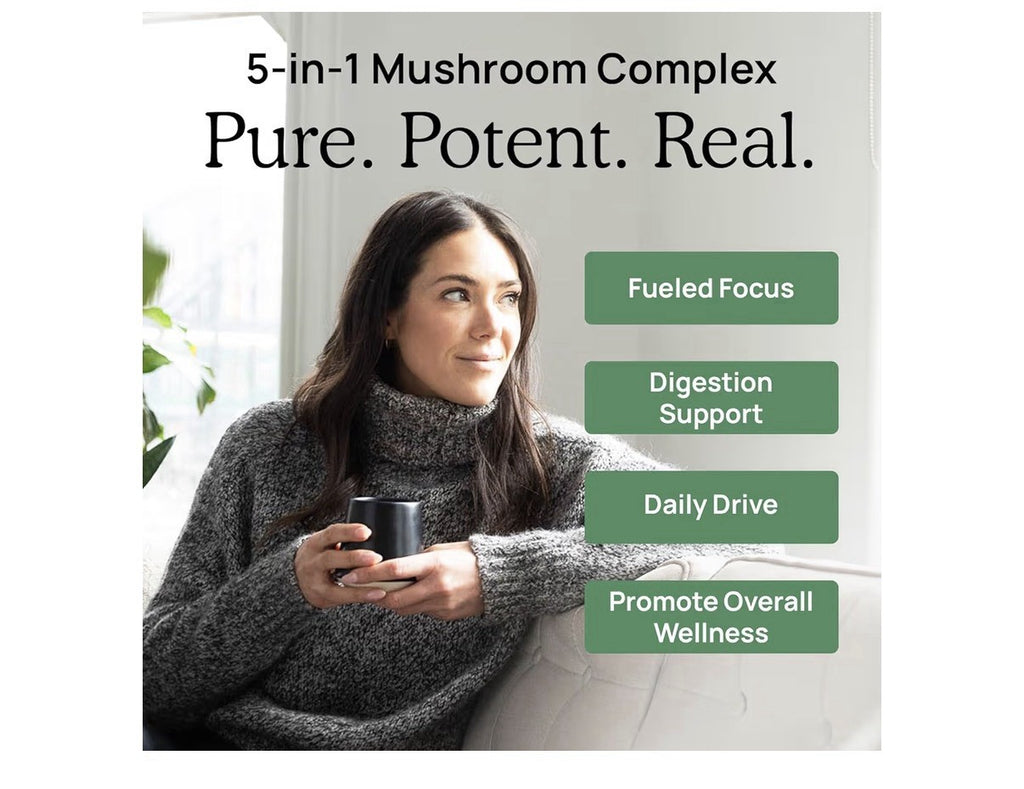 Real Mushrooms 5 Defenders Adaptogenic Mushrooms Complex Wellness Support 90ct