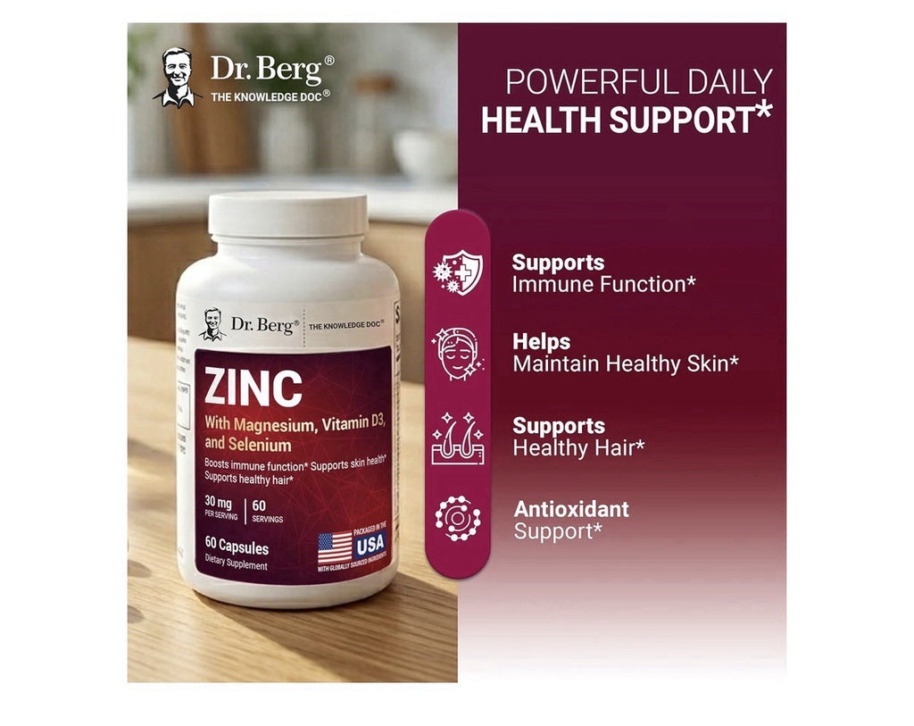Dr. Berg Zinc With Magnesium Vitamin D3 Selenium Immune Skin Hair Support 60caps